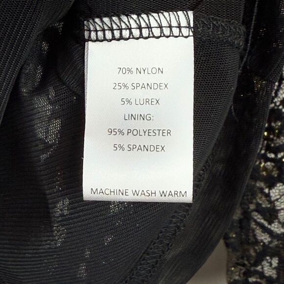 Hazel Top Women Medium Black Gold Floral Lace Mesh Whimsigoth Fairy Grunge Y2K - Picture 5 of 9